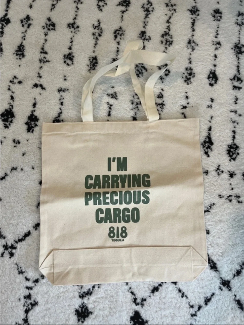 Canvas Tote Bag with Green 818 Tequila Print